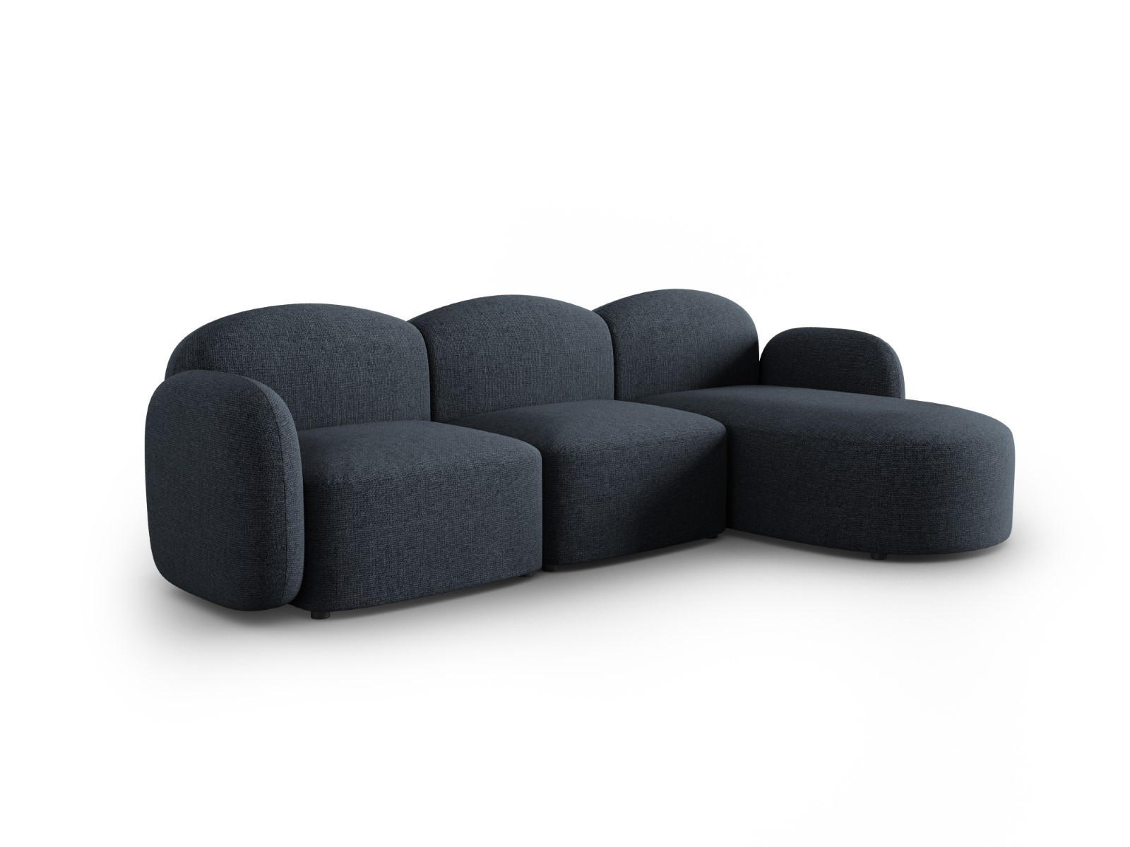 ECKSOFA rechts Blair aus Chenille-Stoff blau melange 4 Sitzplätze - Blau, Textil (155/272cm) - Micadoni