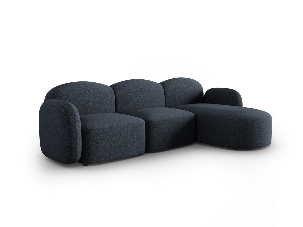 ECKSOFA rechts Blair aus Chenille-Stoff blau melange 4 Sitzplätze - Blau, Textil (155/272cm) - Micadoni