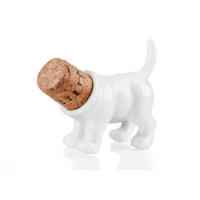 WEINSTOPPER Rufus, Form: Hinterteil Hund, Porzellan, Kork, Weiß - Weiß, Keramik (6.5/3.5/9cm) - Donkey Products