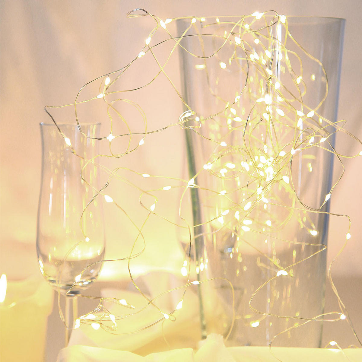 LED DEKOLEUCHTE Lichterkette Batterie Weiß - Klar, Metall (220/3/3cm) - Globo Lighting