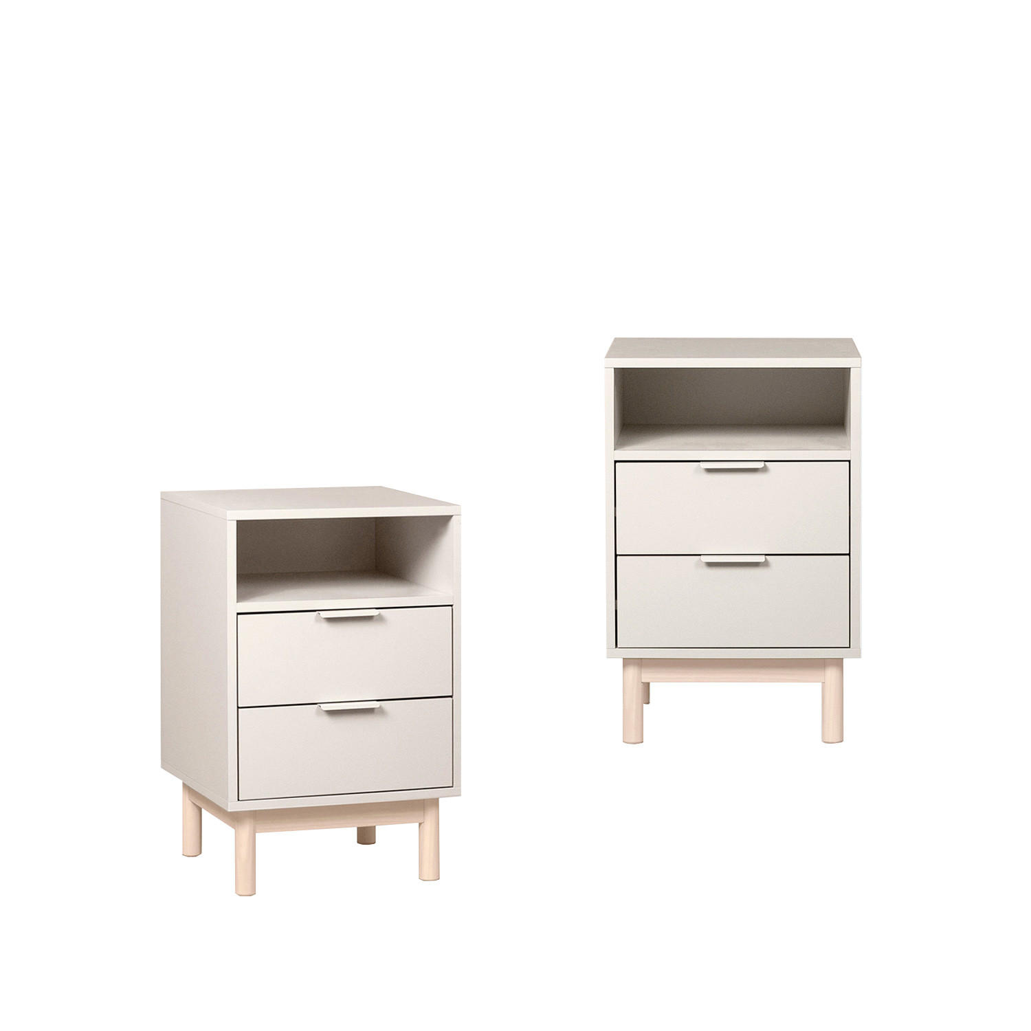 NACHTTISCH 2 SCHUBLADEN Elian Weiß 40 cm x 63 cm 2er-Set - Weiß, Holzwerkstoff (40/63/35cm) - Klast Home