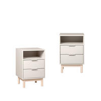 NACHTTISCH 2 SCHUBLADEN Elian Weiß 40 cm x 63 cm 2er-Set - Weiß, Holzwerkstoff (40/63/35cm) - Klast Home