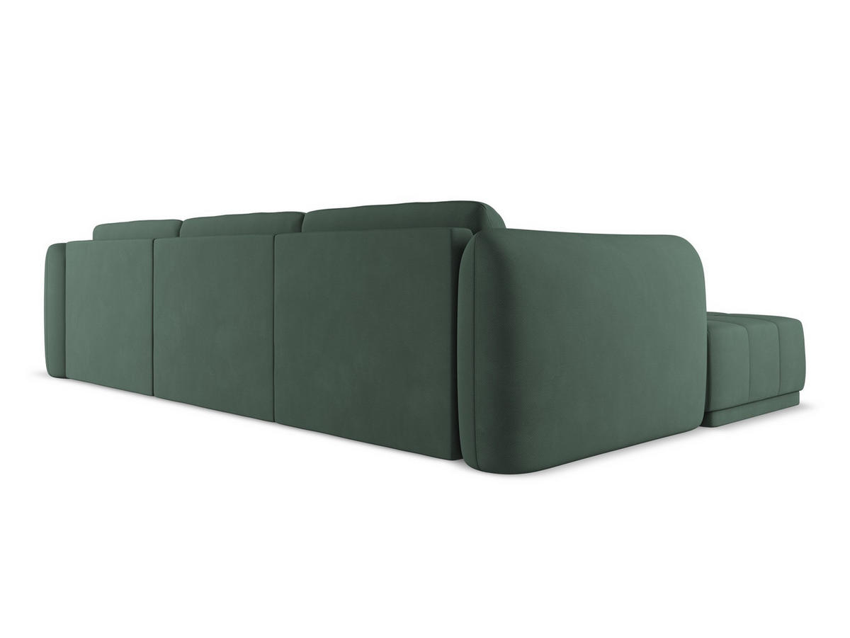 ECKSOFA Links Chenille Stoff Grün - Schwarz/Grün, Kunststoff/Textil (170/290cm) - Makamii