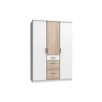 KLEIDERSCHRANK Joker in Weiß Eiche Sägerau - Drehtürenschrank 3 türig - Weiß, Holzwerkstoff (135/199/58cm)