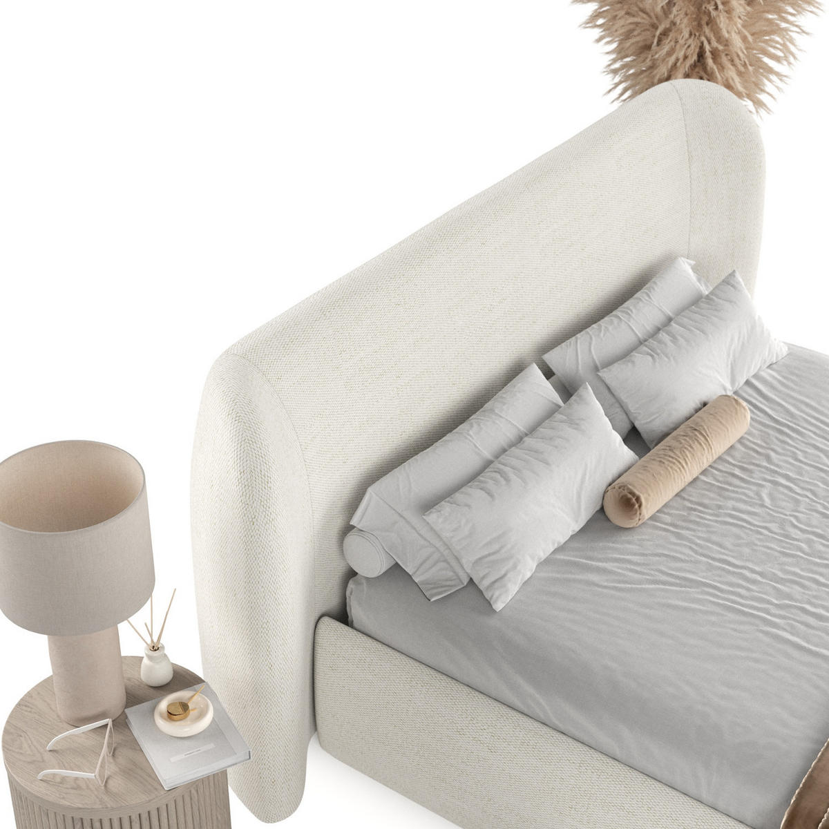 POLSTERBETT Bellano mit Stauraum 200/200 cm Creme im Modesto Stoff - Creme/Schwarz, Holz/Holzwerkstoff (200/200cm) - AltaBeds