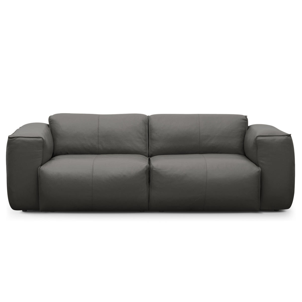 2-SITZER SOFA - Schwarz/Grau, Leder/Kunststoff (220/71/102cm) - home24