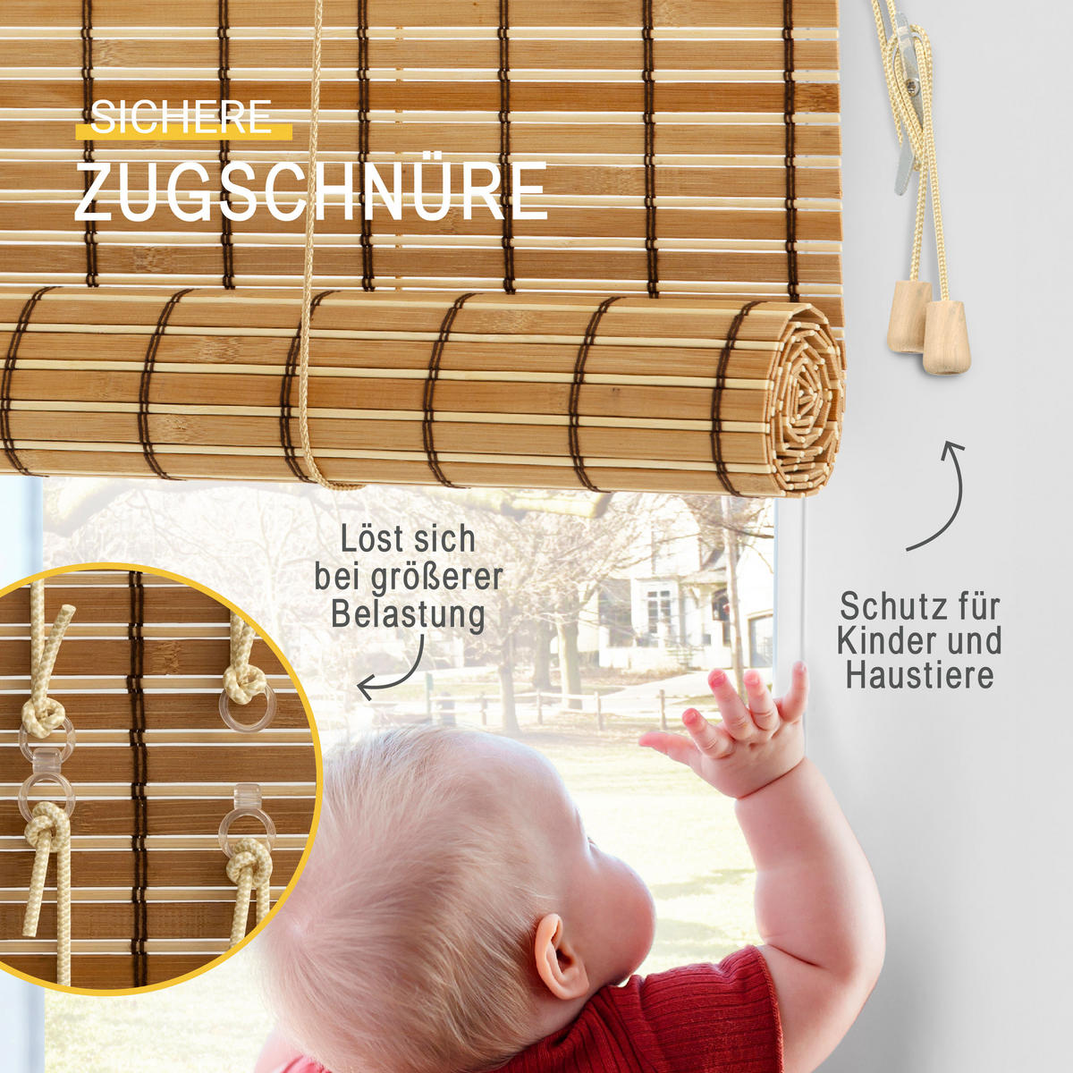 BAMBUSROLLO SolDecor BR7 90x220cm Teak - Teakfarben, Holz (90/220cm) - Sol Royal
