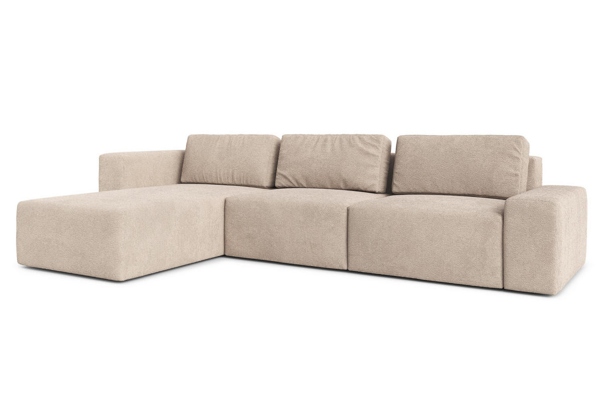 ECKSOFA L Form Arkleton Light Brown 360/180/93 cm Links Stil & Komfort - Hellbraun/Schwarz, Kunststoff/Textil (180/360cm) - AX Living