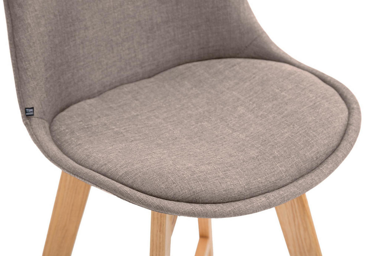 BARHOCKER 2er Set Stoff taupe - Taupe/Eukalyptusholzfarben, Holz/Textil (48/112/56cm) - CLP