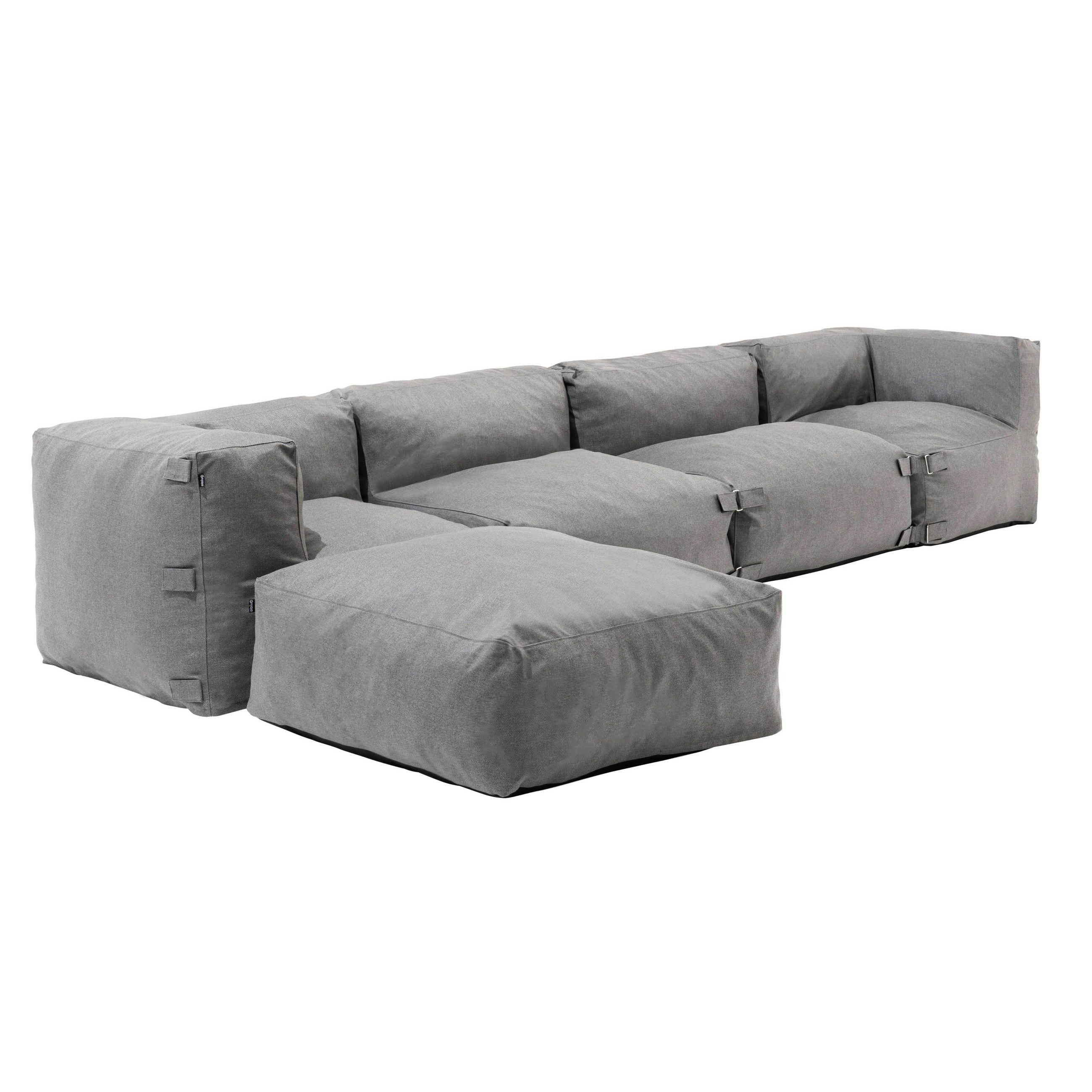 GARTENSOFA mit 5 Sitzplätzen, Grau - Grau, Textil - Oviala