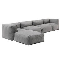 GARTENSOFA mit 5 Sitzplätzen, Grau - Grau, Textil - Oviala