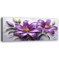 WANDBILD blumen lila lilien wassertropfen - Lila, Textil (90/30cm) - Feeby