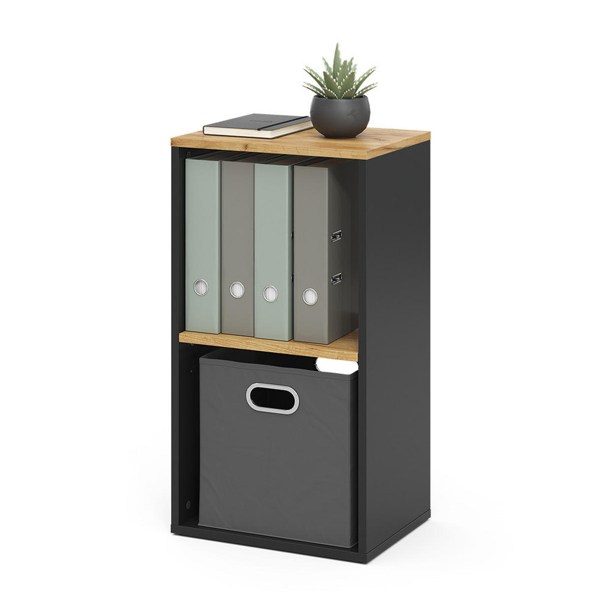 BÜCHERREGAL Tomy Anthrazit/Goldkraft Eiche 40 x 74 cm mit 2 offenen Fächern - Honigeiche/Anthrazit, Holzwerkstoff (40/74/30cm) - Vicco