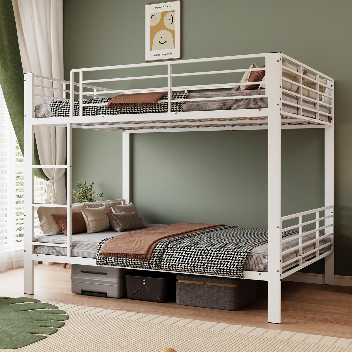 ETAGENBETT 140/200 cm DE-33078 mit Rausfallschutz und Leiter Weiß - Weiß, Metall (140/200cm) - ComfortXL