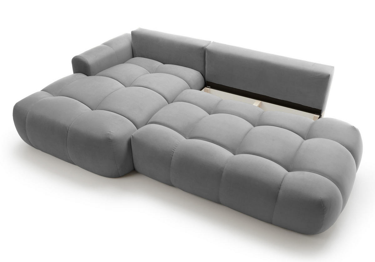 ECKSOFA Ombo Grau Velours 280 cm - Schwarz/Grau, Kunststoff/Textil (284/167cm) - Selsey