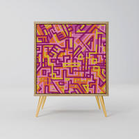 SIDEBOARD LOVELY MEMORIES, Eichefarben, 57,5x42x75,5 cm, Goldfarbene Metallfüße - Eichefarben/Goldfarben, Holzwerkstoff/Metall (57.5/75.5/42cm) - SpaceRebels