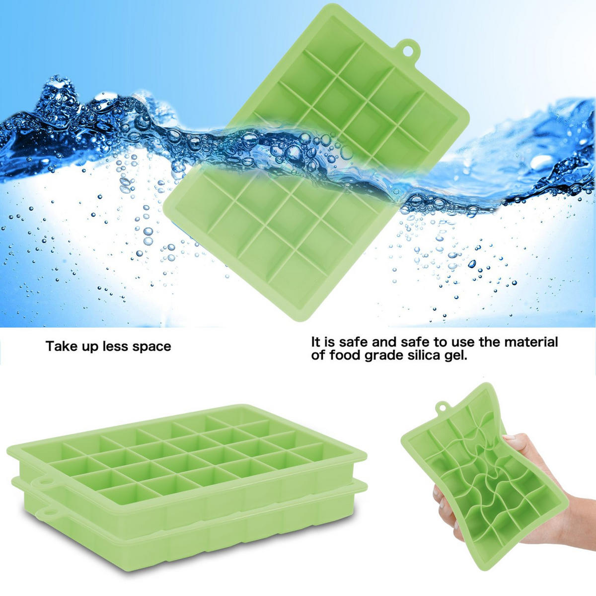 EISWÜRFELFORM 2er Set - Grün, Kunststoff (13/2.5/18cm) - Intirilife
