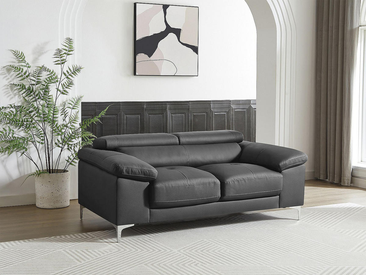 LEDERSOFA 2-Sitzer - Anthrazit - SOLANGE - Anthrazit, Leder (176/73/103cm) - Vente-Unique