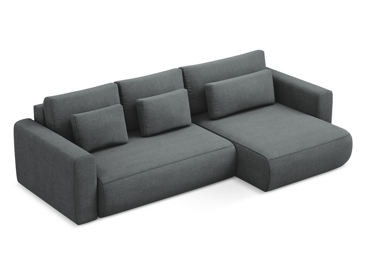 ECKSOFA mit Schlaffunktion Strukturstoff Stoff Grau - Schwarz/Grau, Kunststoff/Textil (278/149cm) - Makamii