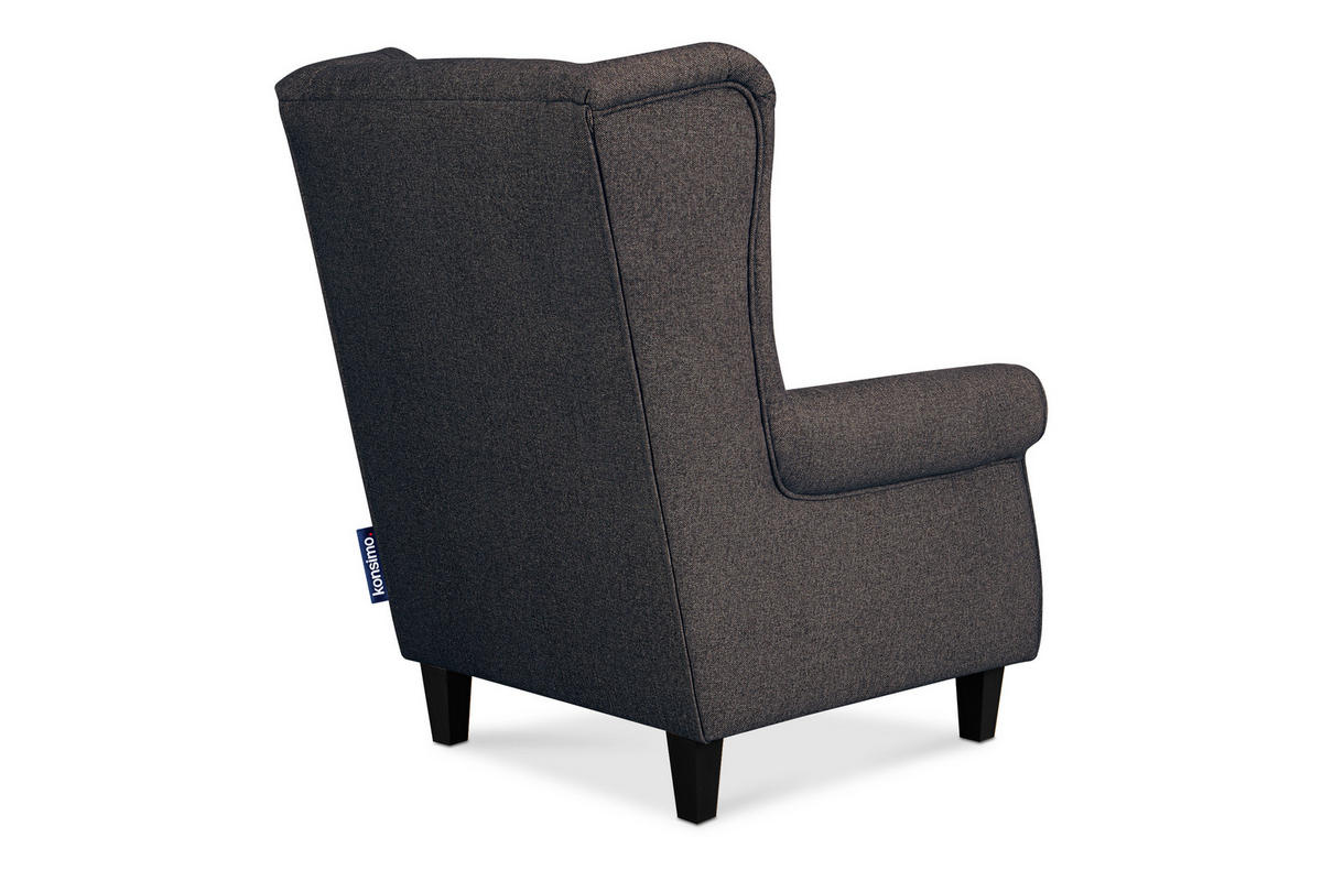 OHRENSESSEL MILES Massivholzbeine schwarz, marine - Blau/Dunkelblau, Holzwerkstoff/Buchenholz (82/105/97cm) - KONSIMO®