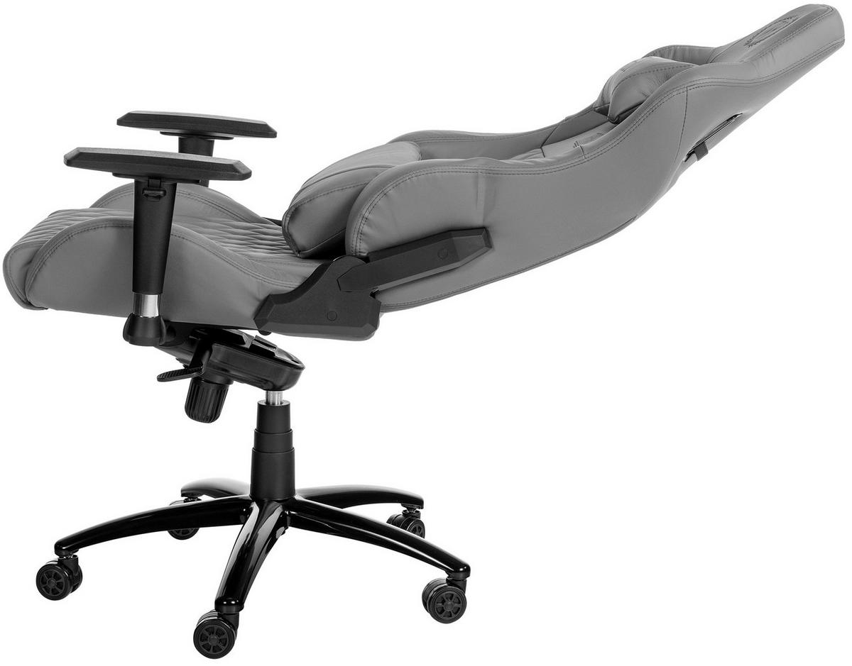 CHEFSESSEL Echtleder grau - Schwarz/Grau, Leder/Metall (70/129/64cm) - CLP