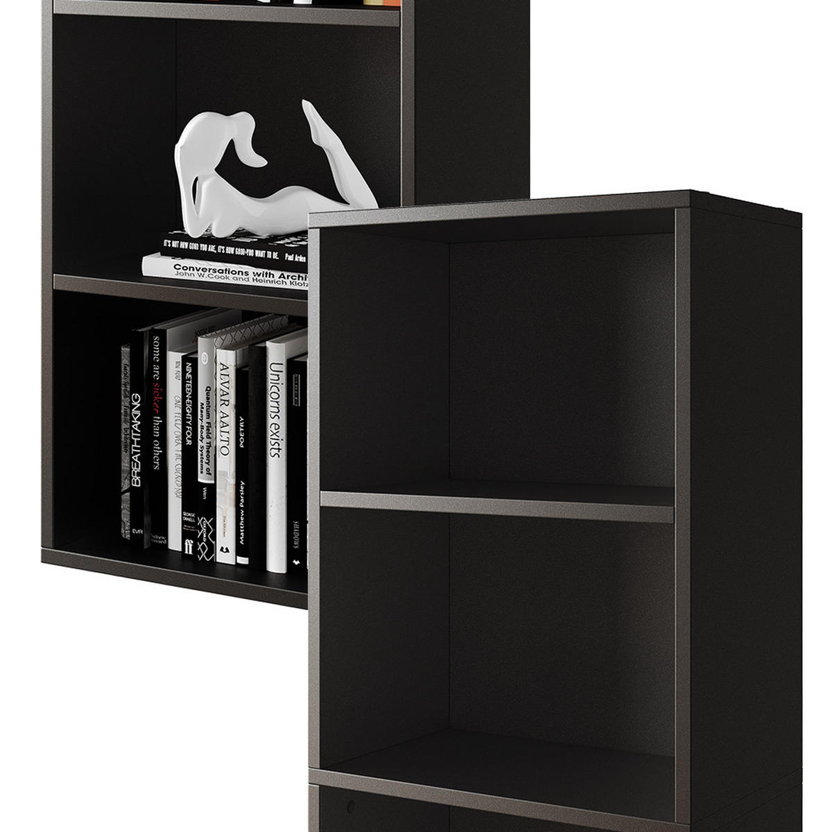 BÜCHERREGAL Bob Schwarz 40 x 132 cm mit 5 Fächern - Schwarz, Holzwerkstoff (40/132/24cm) - Vicco