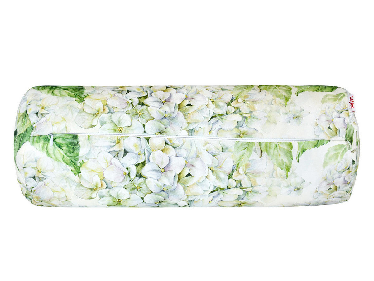 NACKENROLLENHÜLLE Landlust-Hortensie weiß 15/40 cm - Weiß/Grün, Textil (15/40cm) - beties Heimtextil