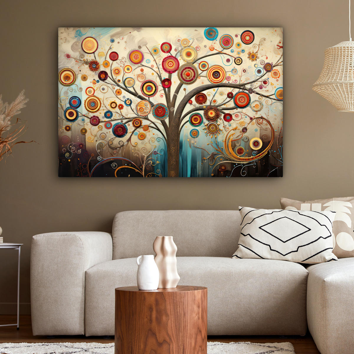 LEINWANDBILD Baum - Baum des Lebens - Farbe Wohnzimmer 120x80 cm - Braun, Textil (120/80cm) - MuchoWow