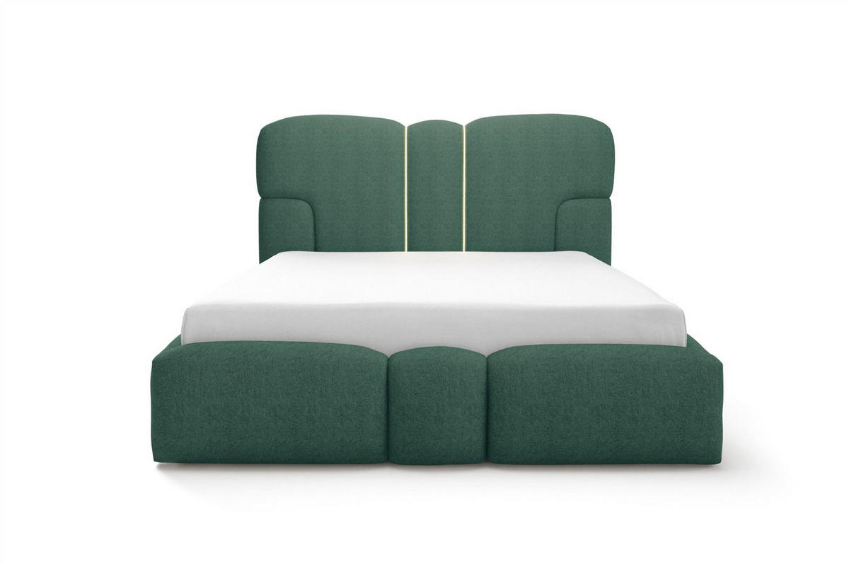 POLSTERBETT Jordan Komplettset - Grün, Holzwerkstoff/Textil (200/200cm) - Fun Möbel