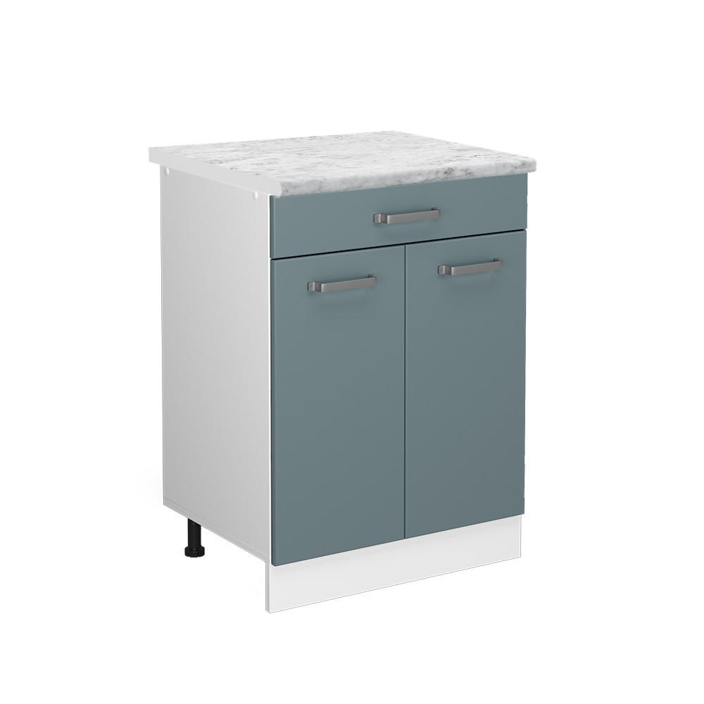 SCHUBLADENSCHRANK R-Line Blau-Grau 60 cm AP Marmor - Blaugrau/Weiß, Holzwerkstoff (60/81.6/60cm) - Vicco