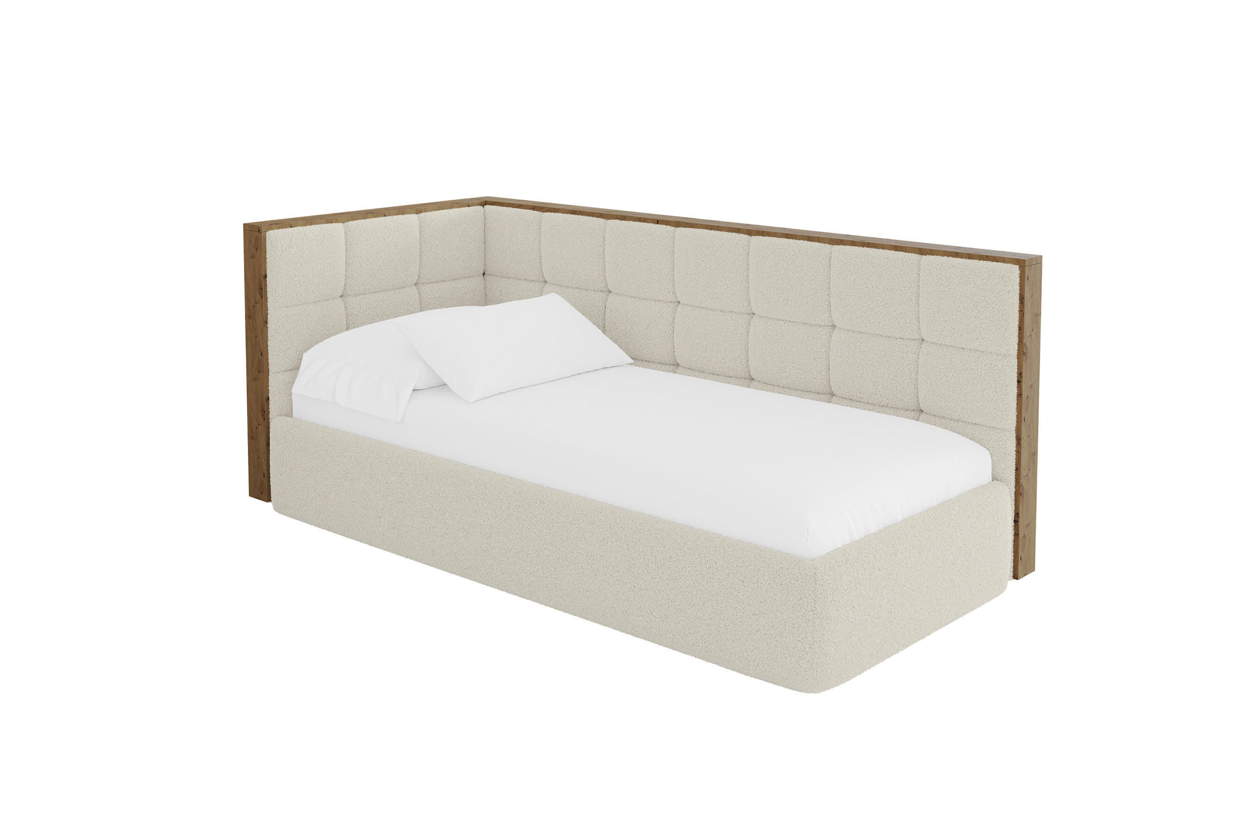 ALTDECOR JEDNOLŮŽKOVÁ POSTEL pro mládež s úložným prostorem a matrací H3/H4, vpravo - SOVY 90x200 béžová
