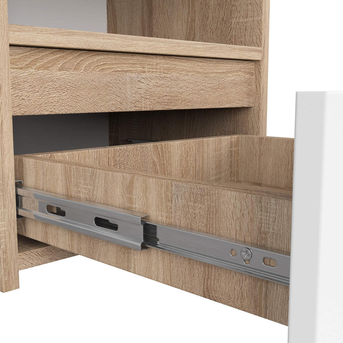 NACHTSCHRANK CL1, Sonoma-Weiß, 40x35x40 cm - Weiß/Sonoma Eiche, Holz (40/40/35cm) - Milordbikes