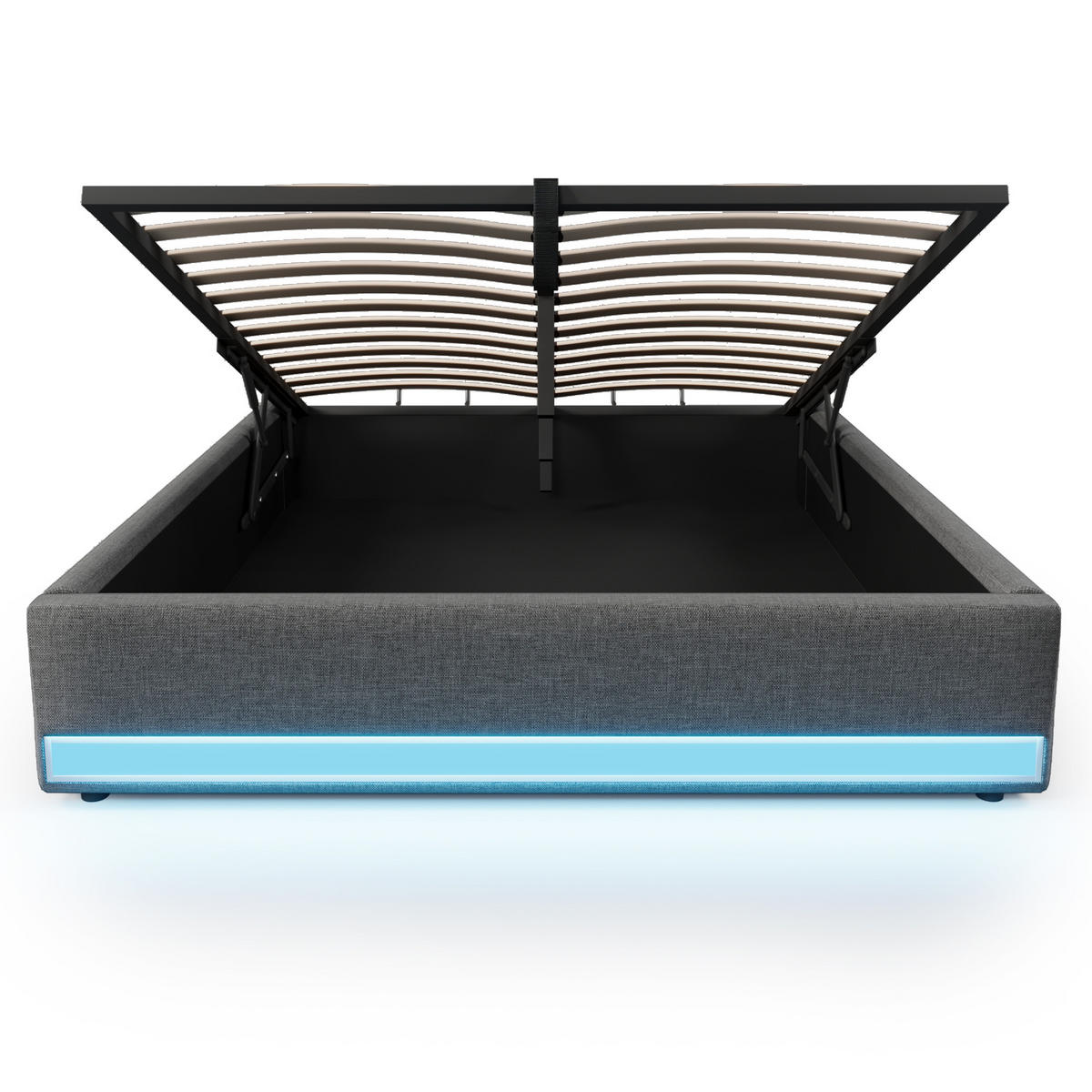 POLSTERBETT 140/200 cm Grau mit LED-Beleuchtung und USB-Anschlüssen - Grau, Textil (140/200cm) - OKWISH