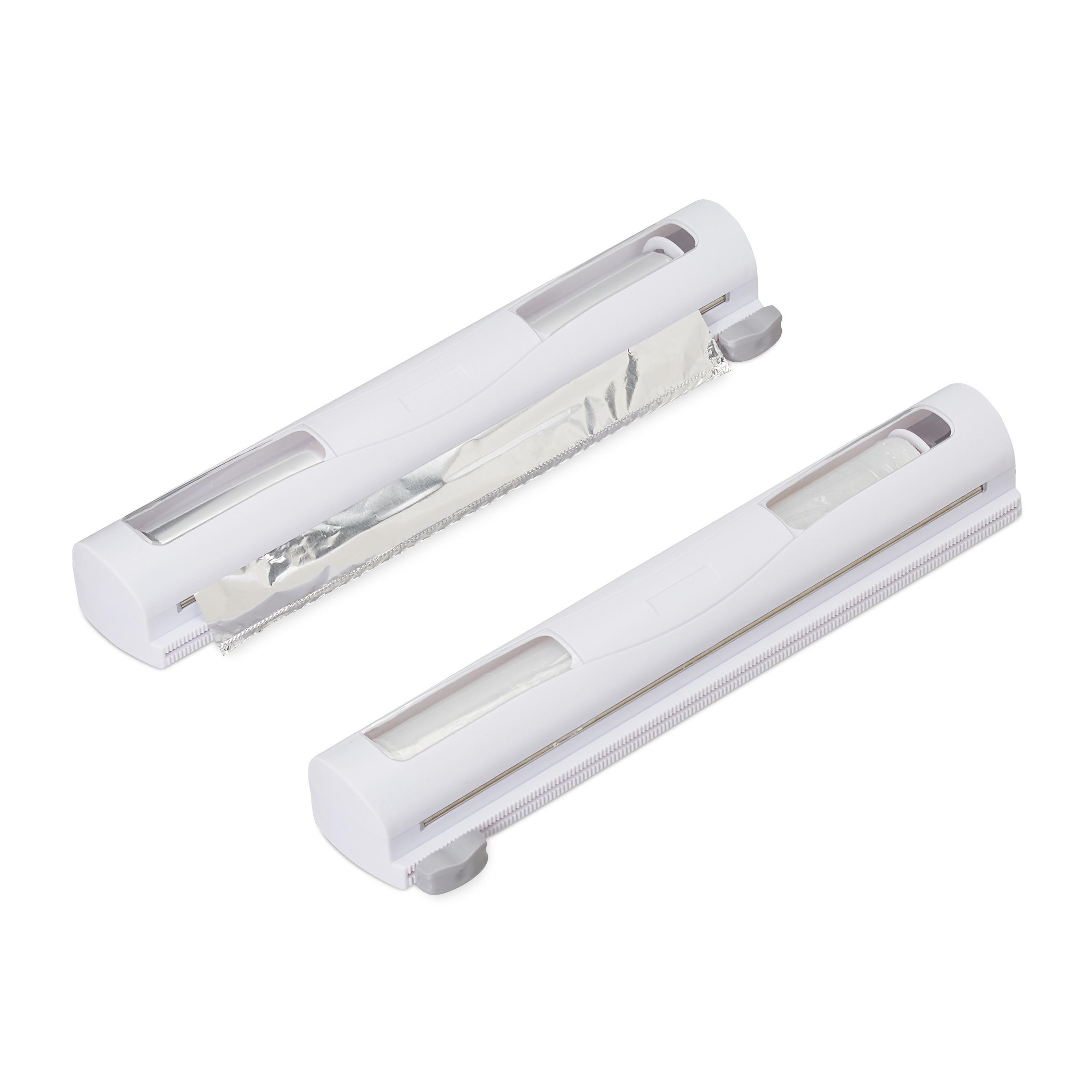 2XFOLIENSCHNEIDER - Weiß, Kunststoff/Metall (37/5/8cm) - Relaxdays