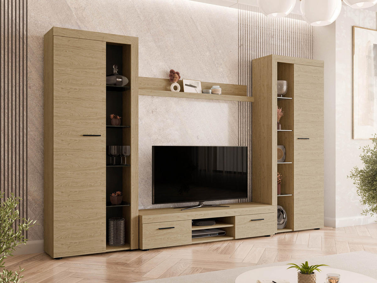 WOHNWAND Rumba XL - Eichefarben, Holzwerkstoff (300/190/40cm) - MIRJAN24