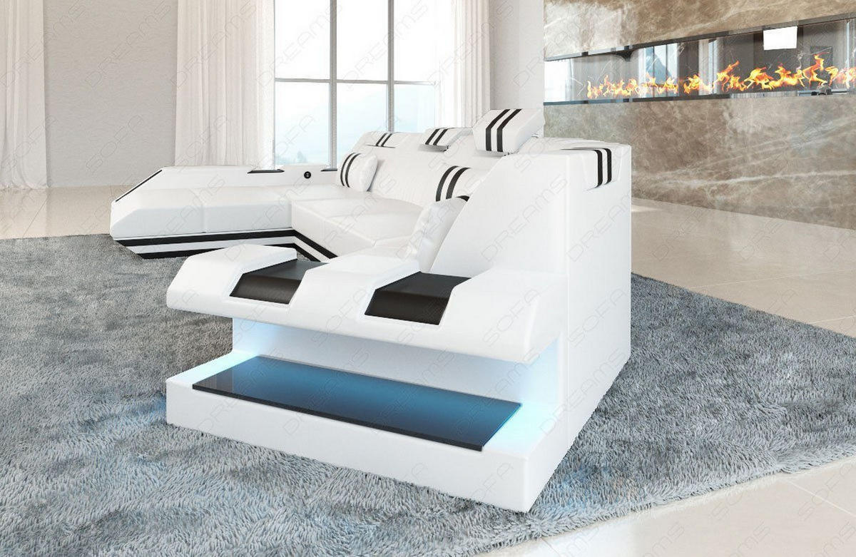 WOHNLANDSCHAFT Apollonia C - Weiß, Leder (420/78/190cm) - Sofa Dreams
