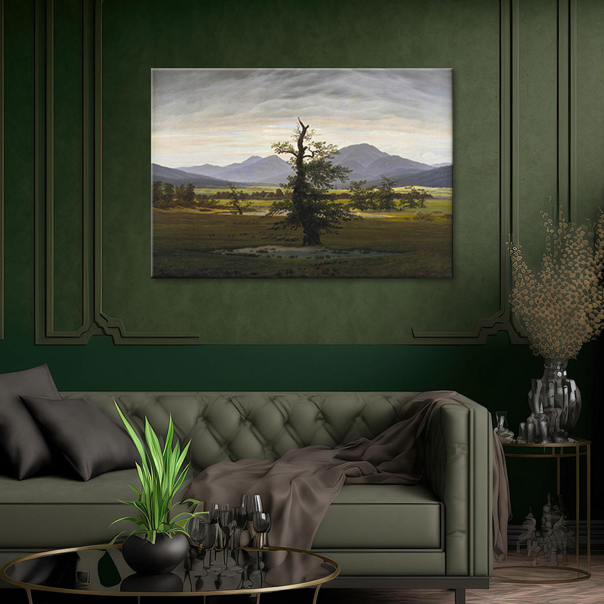 WANDBILD einsamer baum caspar david friedrich - Multicolor, Textil (60/40cm) - Feeby