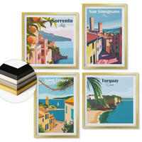 WANDBILDER 4er Set - 50x50 cm & 40x60 cm Goldrahmen - Italienische Küstenstädte - Goldfarben, Kunststoff (50/50cm) - ArtPrintCave