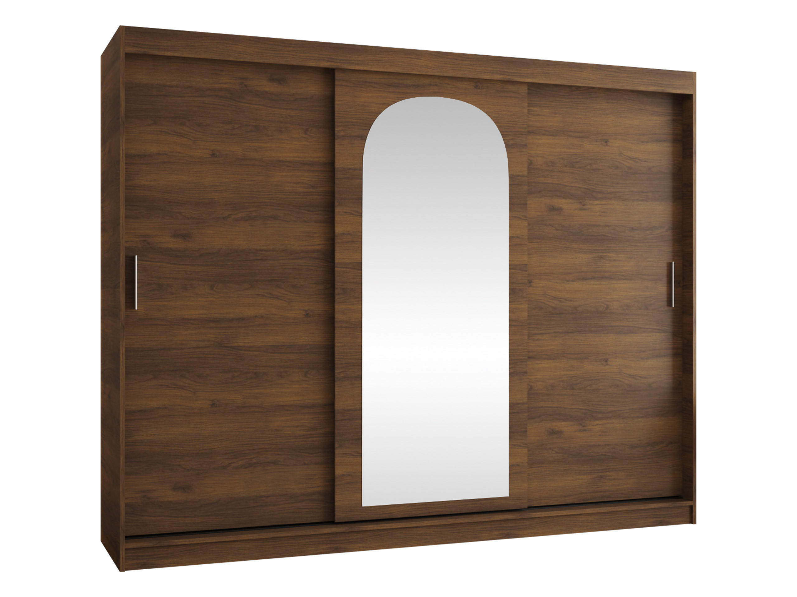 SCHWEBETÜRENSCHRANK Selfie 250 cm - Silberfarben/Nussbaumfarben, Holzwerkstoff/Kunststoff (250/200/62cm) - MIRJAN24