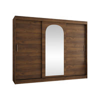 SCHWEBETÜRENSCHRANK Selfie 250 cm - Silberfarben/Nussbaumfarben, Holzwerkstoff/Kunststoff (250/200/62cm) - MIRJAN24