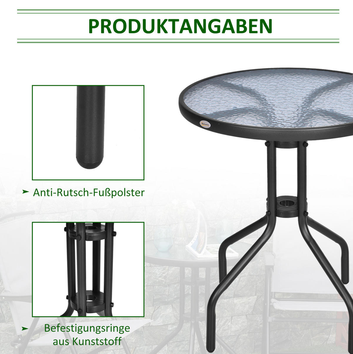LOUNGETISCH Ø60/70 cm Schwarz aus Metall mit Sicherheitsglas - Schwarz, Metall (60/60/70cm) - OKMYHOME