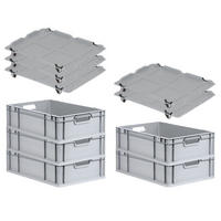 EUROBOX 5x Nextgen Economy Mit Auflagedeckel Grau/Schwarz Griffe Offen 34 Liter - Schwarz, Kunststoff (40/17/60cm) - PROREGAL