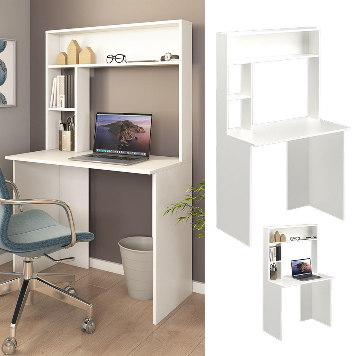 SCHREIBTISCH Albano Weiß 90 x 51.6 cm - Weiß, Holzwerkstoff (51.6/90/148.6cm) - Vicco
