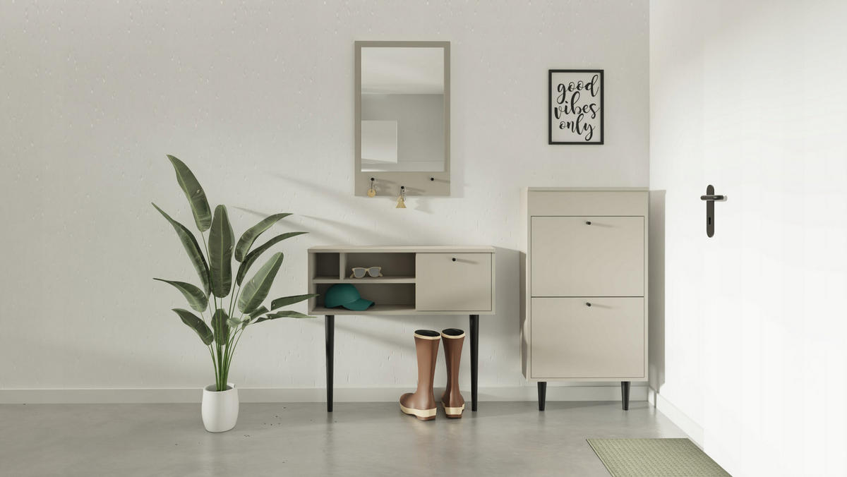 SCHUHSCHRANK Dotti 531 Kaschmir 55/21/141 cm Wandmontage - Kaschmir, Holzwerkstoff (55/141/21cm) - Matkam Möbel