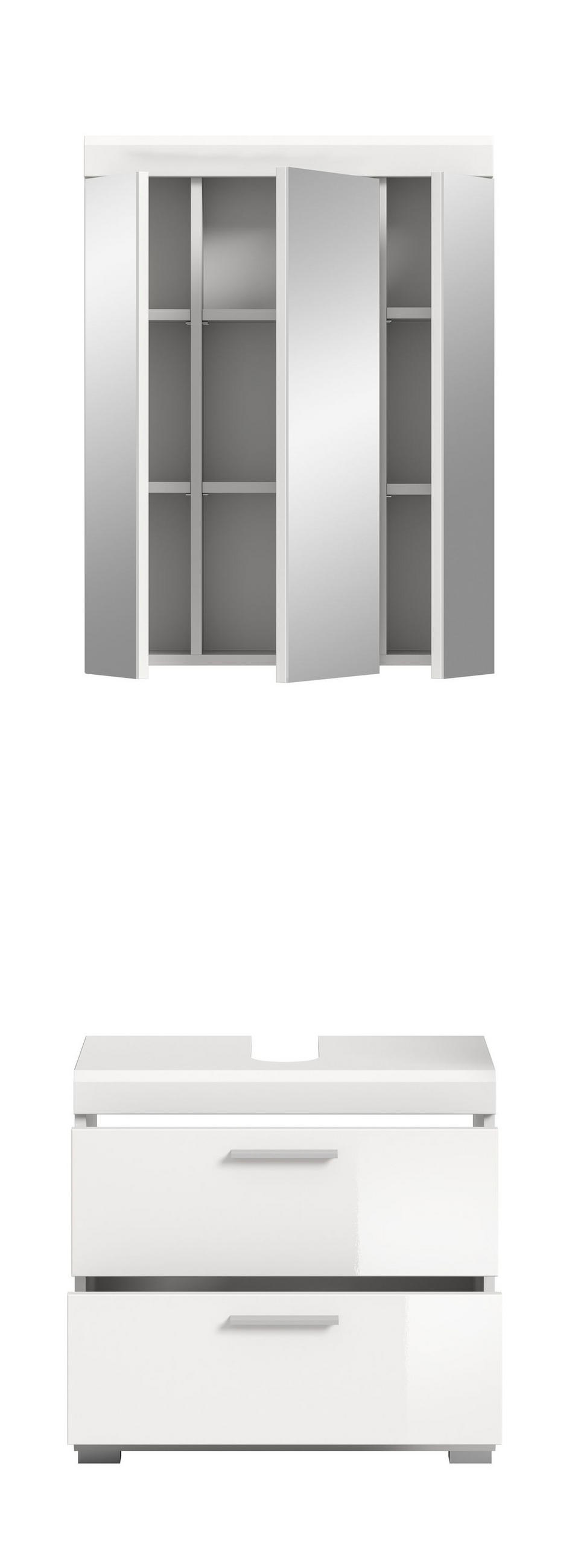 BADKOMBINATION 2tlg. Scout Bad in weiß Nachbildung und weiß hochglanz B/H/T: 60x191x34 cm - Weiß, Holz (60/191/37cm)