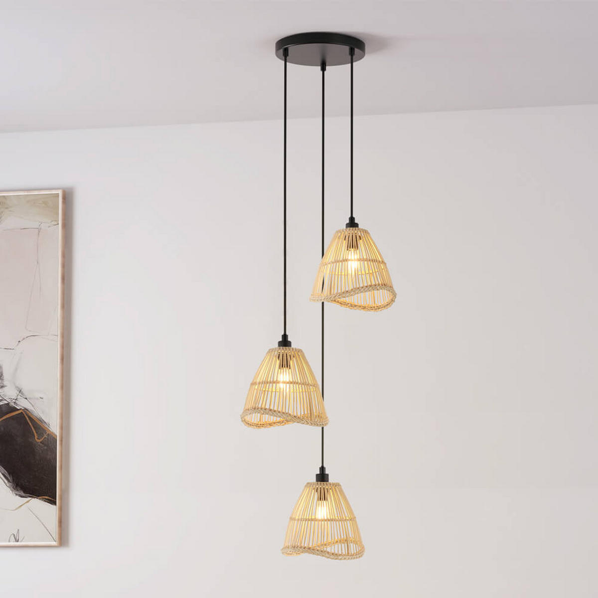 HÄNGELEUCHTE FELIA - Beige, Hängeleuchte - Beige, Kunststoff (33.5/33.5/225cm) - Home Deluxe