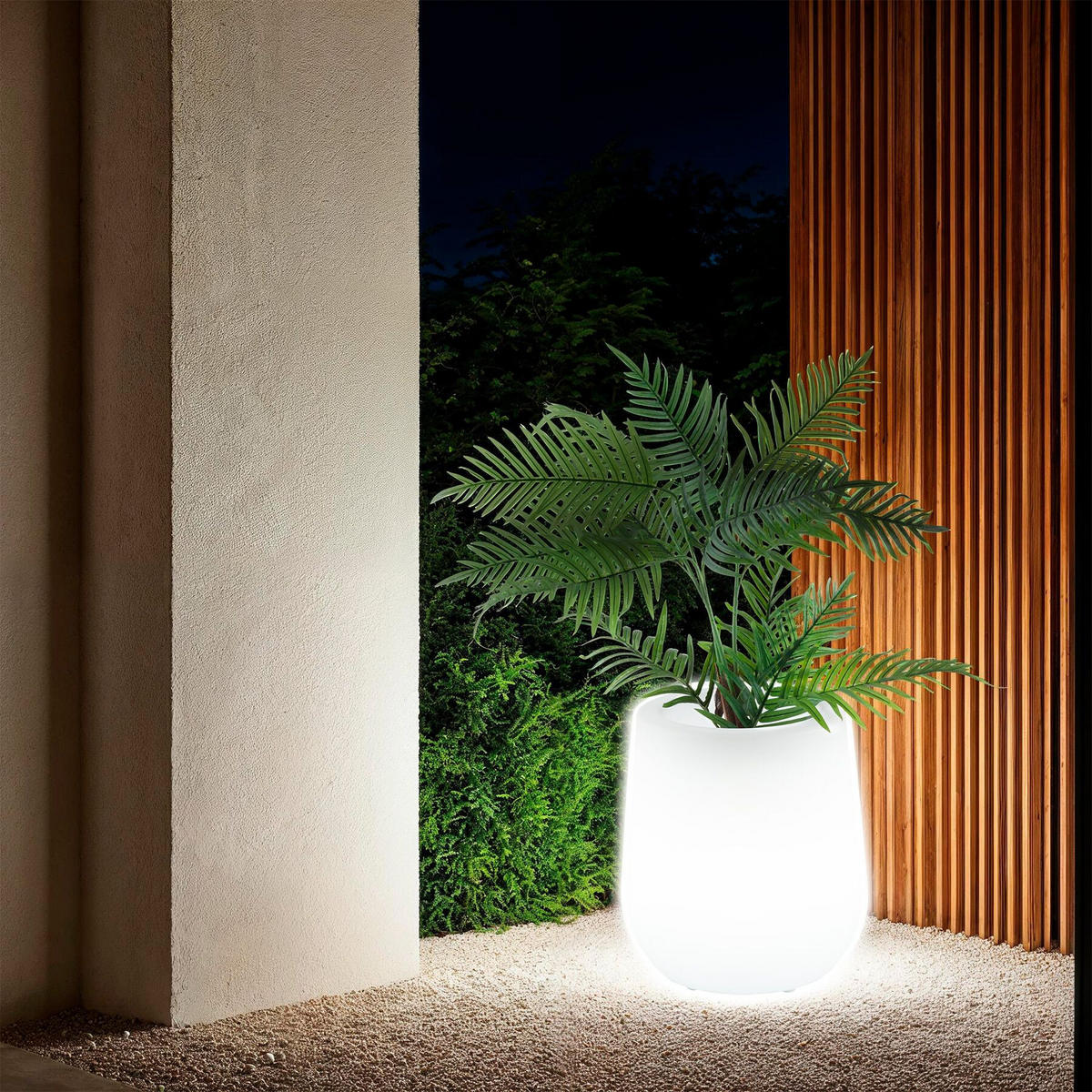 LED-BLUMENTOPF Luminous Courve Pot,38 x 44 cm, inkl. Erdspieß und 3 Standfüße,weiß - Weiß, Kunststoff (38/44/38cm) - tectake