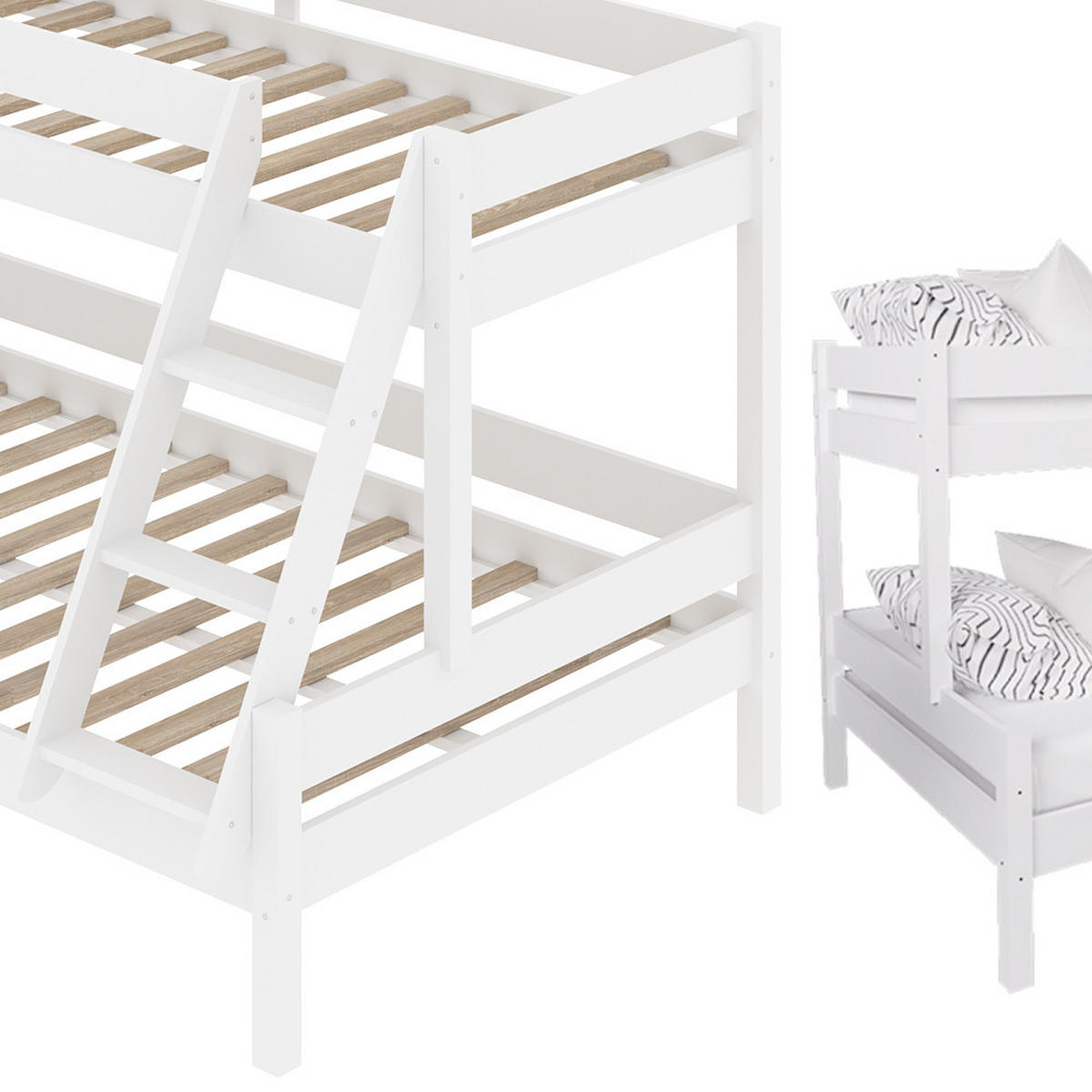 ETAGENBETT Everest Weiß 120x200/80x200 cm - Weiß, Holz (120/200cm) - VitaliSpa