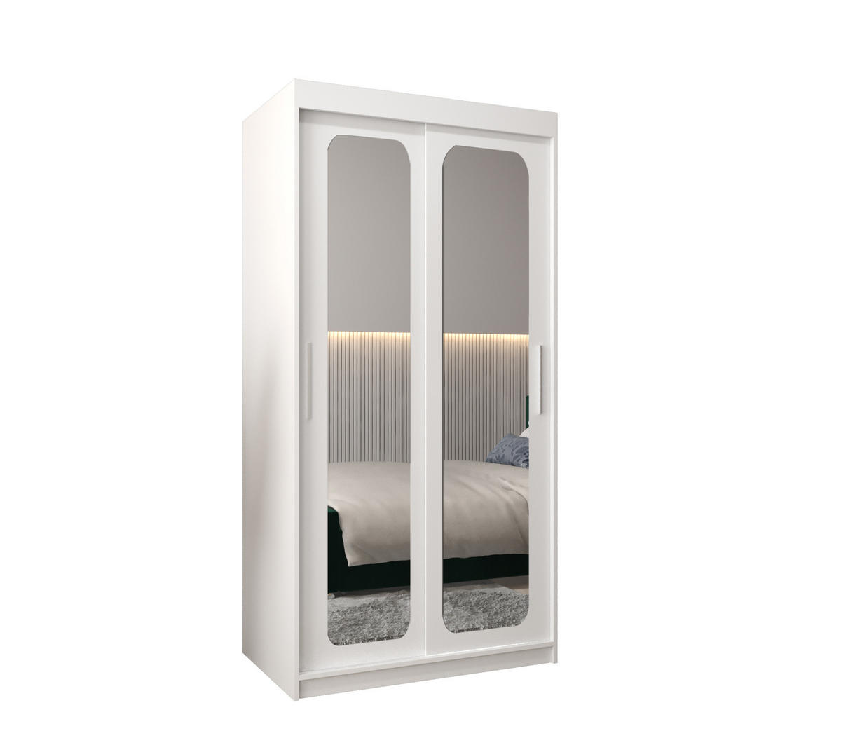 SCHWEBETÜRENSCHRANK 200/100/62 2-türig - Silberfarben/Weiß, Holz/Kunststoff (100/200/62cm) - MÖBEL KRYSPOL