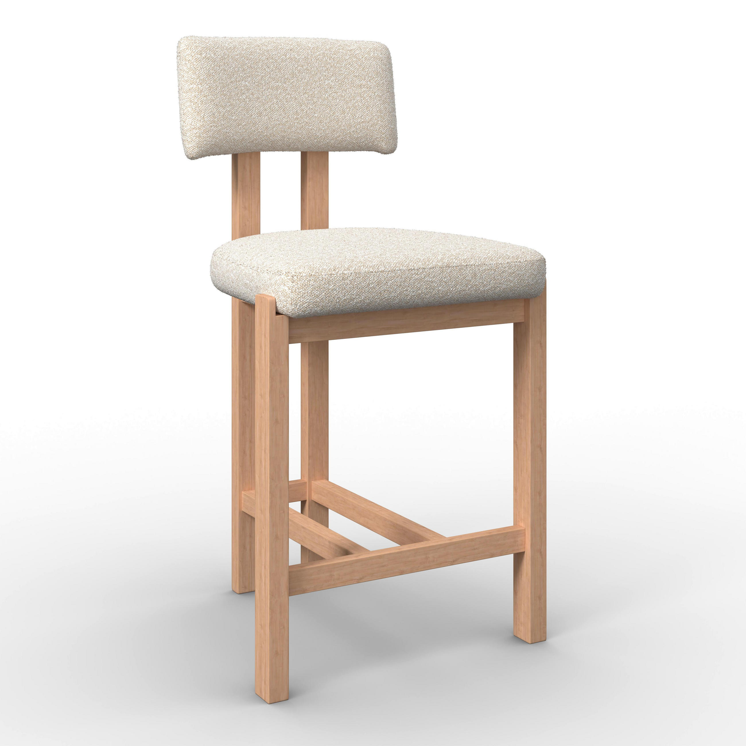 BARHOCKER Jonna Creme Bouclé Gepolstert - Creme, Holz (51/102/54cm)